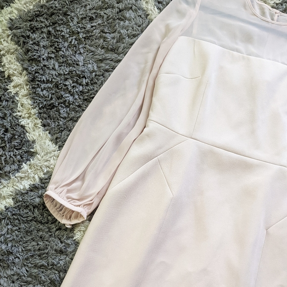 Hobbs Pale Pink Blush Mila Shift Dress Midi Long Sleeve Sheer Sleeve Size 8 - Picture 8 of 16